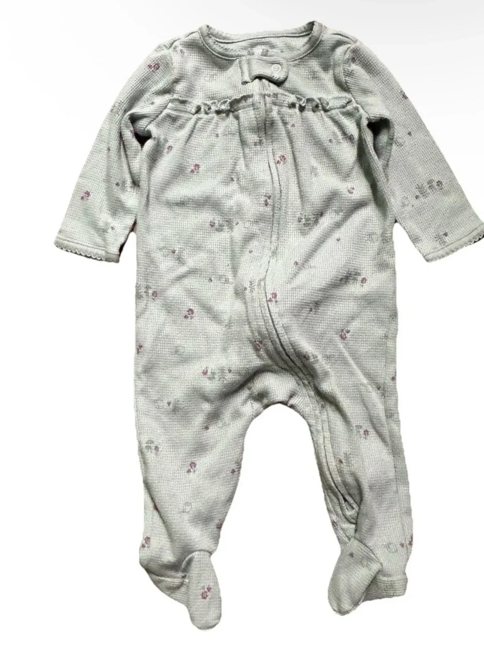Toddler Girl Footie Pajamas Fleece Cotton Floral Animals Cozy Size 3-6 Months